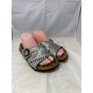 Birkenstock Betula Gray /White Snake Skin Look Sandals Women's Size 8